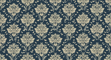Fototapeta premium Luxury floral damask wallpaper with composition and elegant symmetry