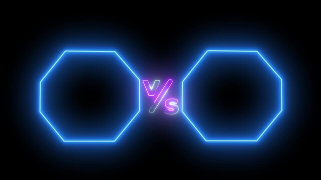 neon Verses 3D text pink and blue Game Play, and fight scene concept Motion graphics Animation 4k. Abstract neon verses animated isolated on black background.
