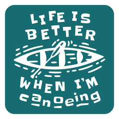 Fototapeta premium Canoe hobby quote badge cut out