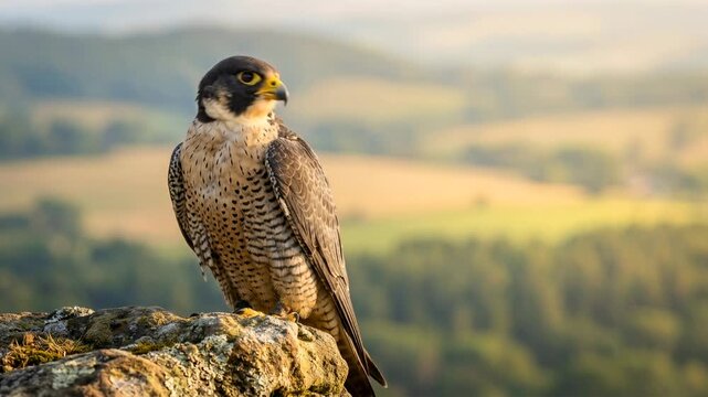 peregrine falcon close up in scottish highlands morning light video
