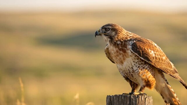 ferruginous hawk close up in great plains morning light video
