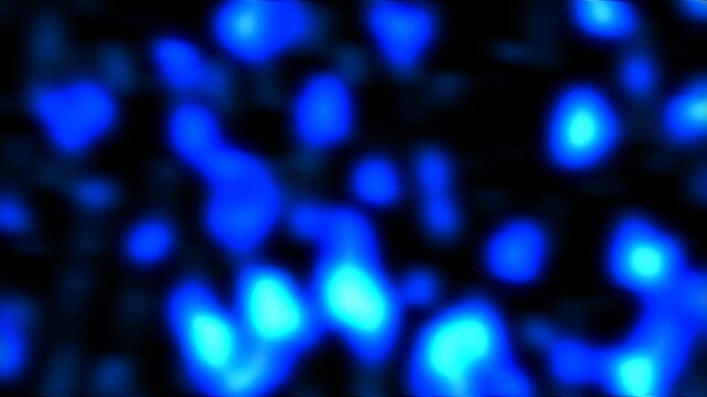 Abstract Blue Glowing Liquid Motion Background. Fluid Organic Shapes Loop Animation on Black. 4K. Blue Fluid Light Blobs Moving on Black Background. Seamless Organic Motion Loop