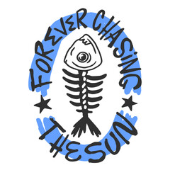 Fototapeta na wymiar Forever chasing the sun badge