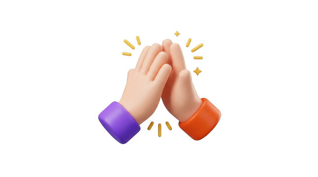 3d Human hands clapping and applause. Business succes, teamwork, agreement and ovation concept. High quality isolated render