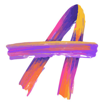 Letter A painted in bright colors