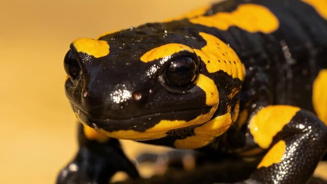 fire salamander close up in black forest germany morning light video