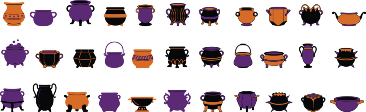 Halloween cauldron collection diverse witch's brew pots for spooky season designs and decorations