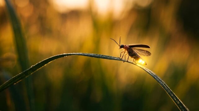 firefly close up in great smoky mountains golden light video