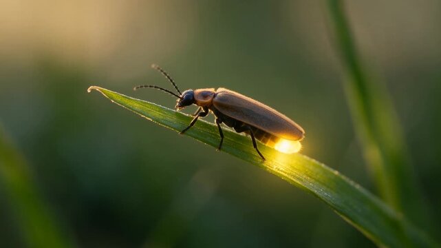 firefly close up in great smoky mountains golden light video