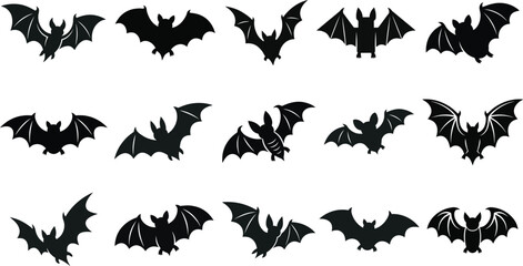 Fototapeta premium Halloween bat silhouettes collection spooky vector graphics for october 31st designs