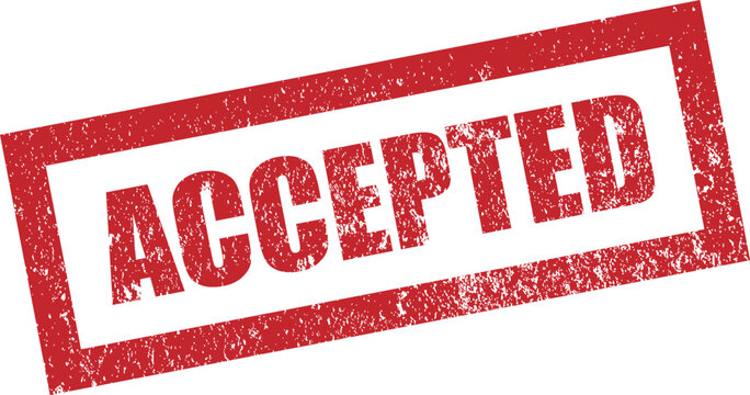 Accepted stamp red ink grunge texture on white background