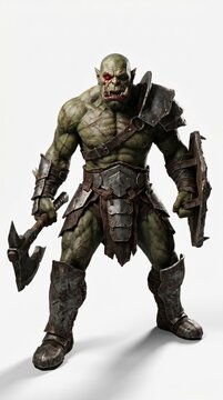 Fierce Orc Warrior with Battle-Axe and Shield