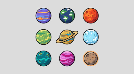 Planet icons set © Johnsoon