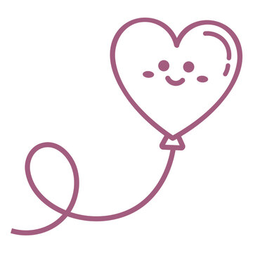 Pink heart balloon smiley face