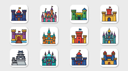 Set of cartoon castles and fortifications © Johnsoon