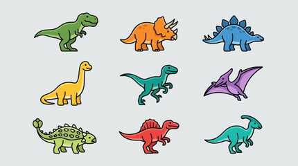 Set of cartoon dinosaurs © Johnsoon