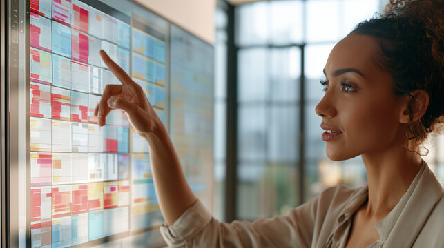 Marketing strategist reserving deep work sessions with an AI calendar assistant, upper body portrait, eye level, premium home office with clean minimalist design, floating focus ti