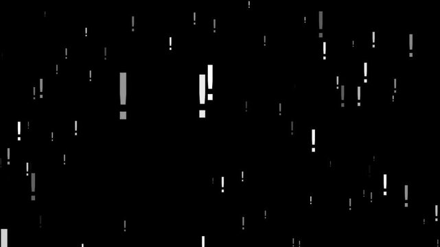Animated White Exclamation Mark Symbol Pattern Alert Notification Background 4K Seamless Loop
