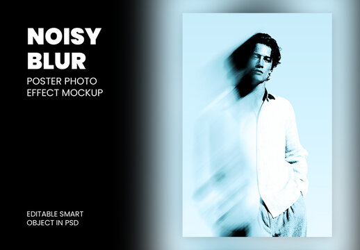 Noisy Blur Poster Photo Effect Mockup