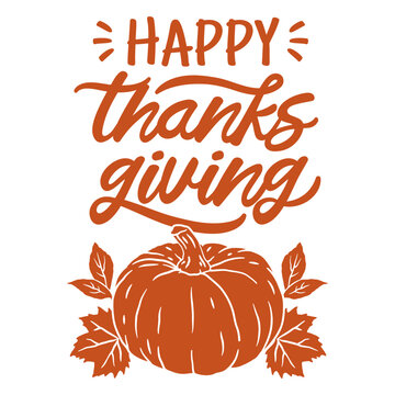 Happy thanksgiving quote with a pumpkin and leaves