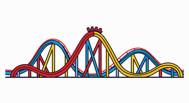 Interlocking coaster tracks form an abstract rollercoaster landscape