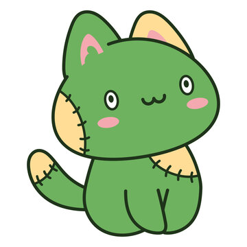 Cute green cat monster