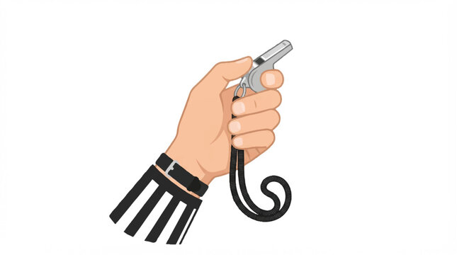 Close up of a hand holding a retractable leash with a loop and cord against a white background.