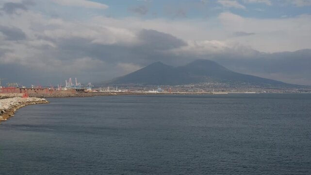 Mount Vesuvius (Vesuvio) and the Gulf of Naples in the spring, Italy	