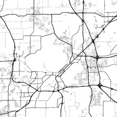 Obraz premium A black and white Madison Wisconsin in the United States of America map illustration shows roads and highways across regions.