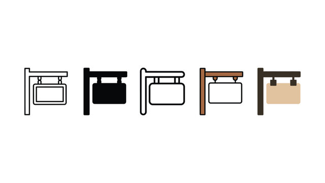 Billboard signs on poles in different colors and styles for advertising  various designs