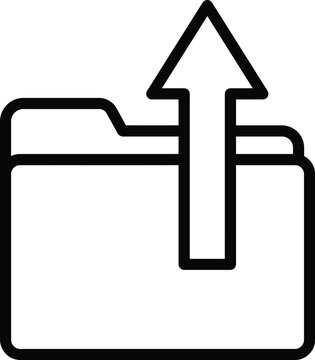 File folder upload icon black and white outline
