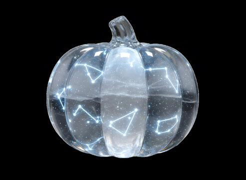 Crystal Glass Pumpkin with Glowing Constellation Stars