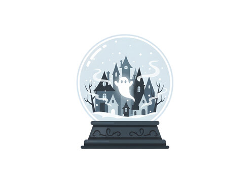 Halloween Haunted House Snow Globe with Ghost