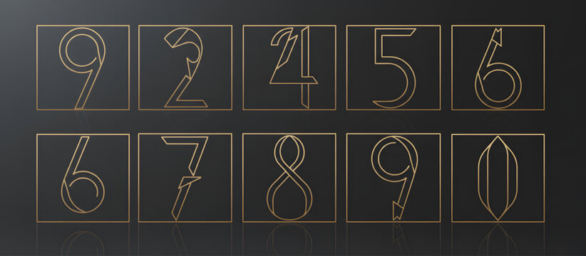Art Deco Gold Number Set 0 to 9