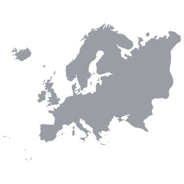 Grey map of Europe isolated on a white background. Vector illustration