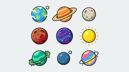 Stylized celestial bodies and planets collection © Johnsoon