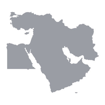 Grey map of the Middle East isolated on a white background. Vector illustration