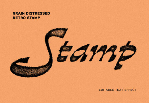 Grain Distressed Retro Stamp Text Effect