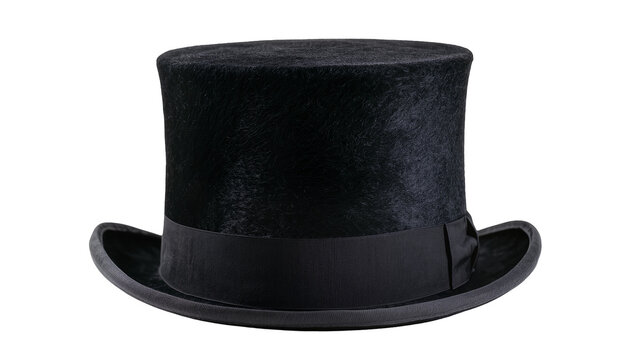 Isolated traditional black top hat, classic formal wear for gentlemen and entertainers