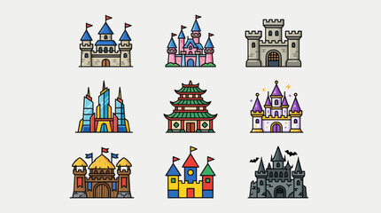Various castle and building icons © Johnson