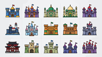 Various castle and palace icons © Johnson
