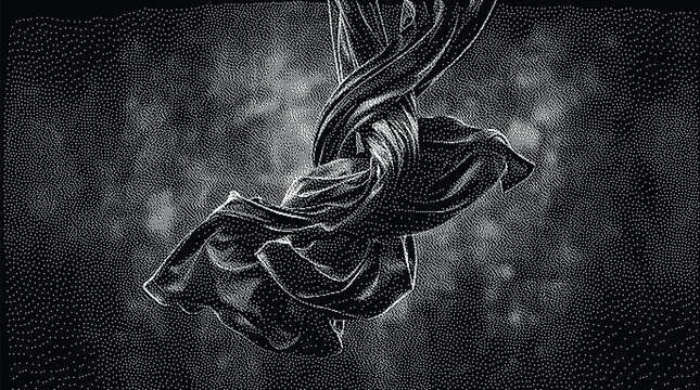 Abstract flowing fabric texture with elegant folds and dark shadows
