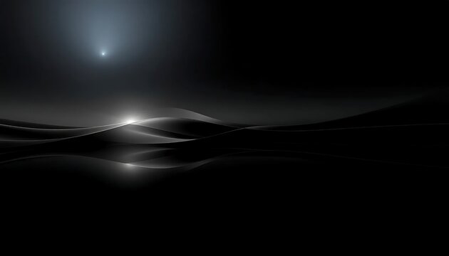 Mysterious Moonlight Over Dark Silhouetted Landscape.