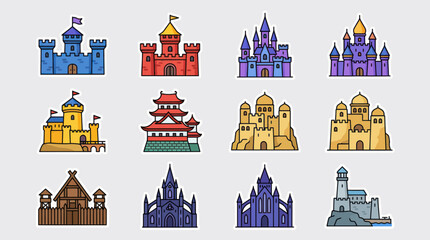 Various stylized castle illustrations © Guinever