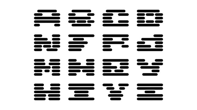 I Ching hexagrams illustration featuring twelve traditional trigrams and hexagrams arranged in a grid pattern of black horizontal lines design