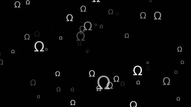 Animated White Omega Symbol Pattern Greek Letter Mathematics Background 4K Seamless Loop
