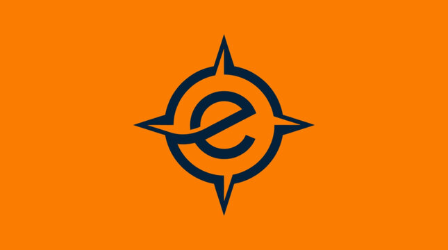 Navigation compass rose icon featuring lowercase letter e.
