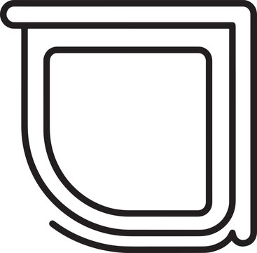 Minimalist corner shower enclosure outline icon representing bathroom interior design elements in a clean vector graphic style