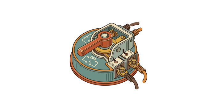 Vintage Industrial Electrical Knife Switch Vector Illustration