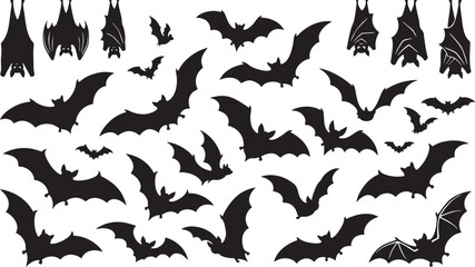 Fototapeta premium Spooky halloween bats silhouette collection vector graphics for autumn celebrations and creepy design projects